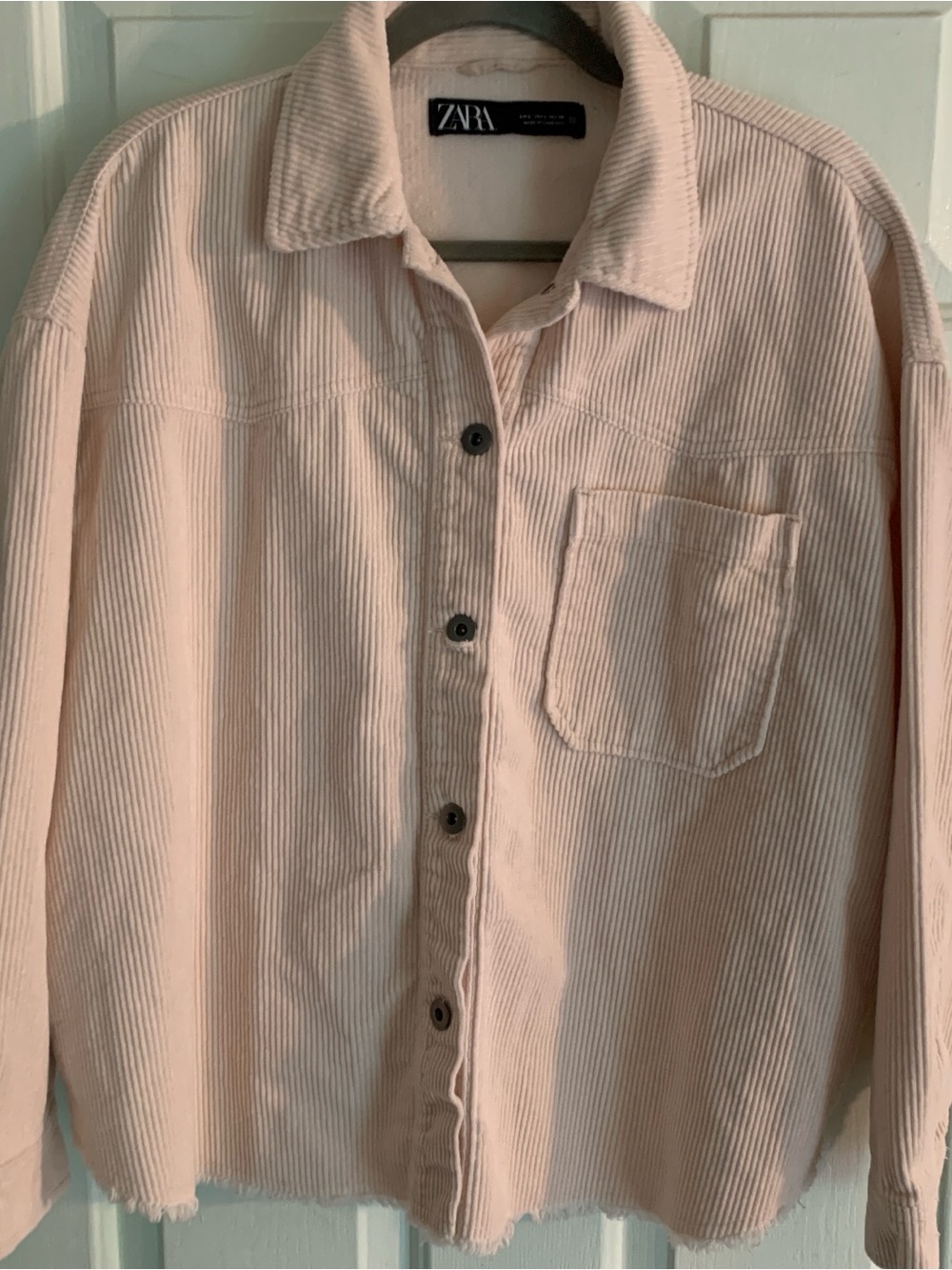 Zara Cream Corduroy Button-Up Shirt
